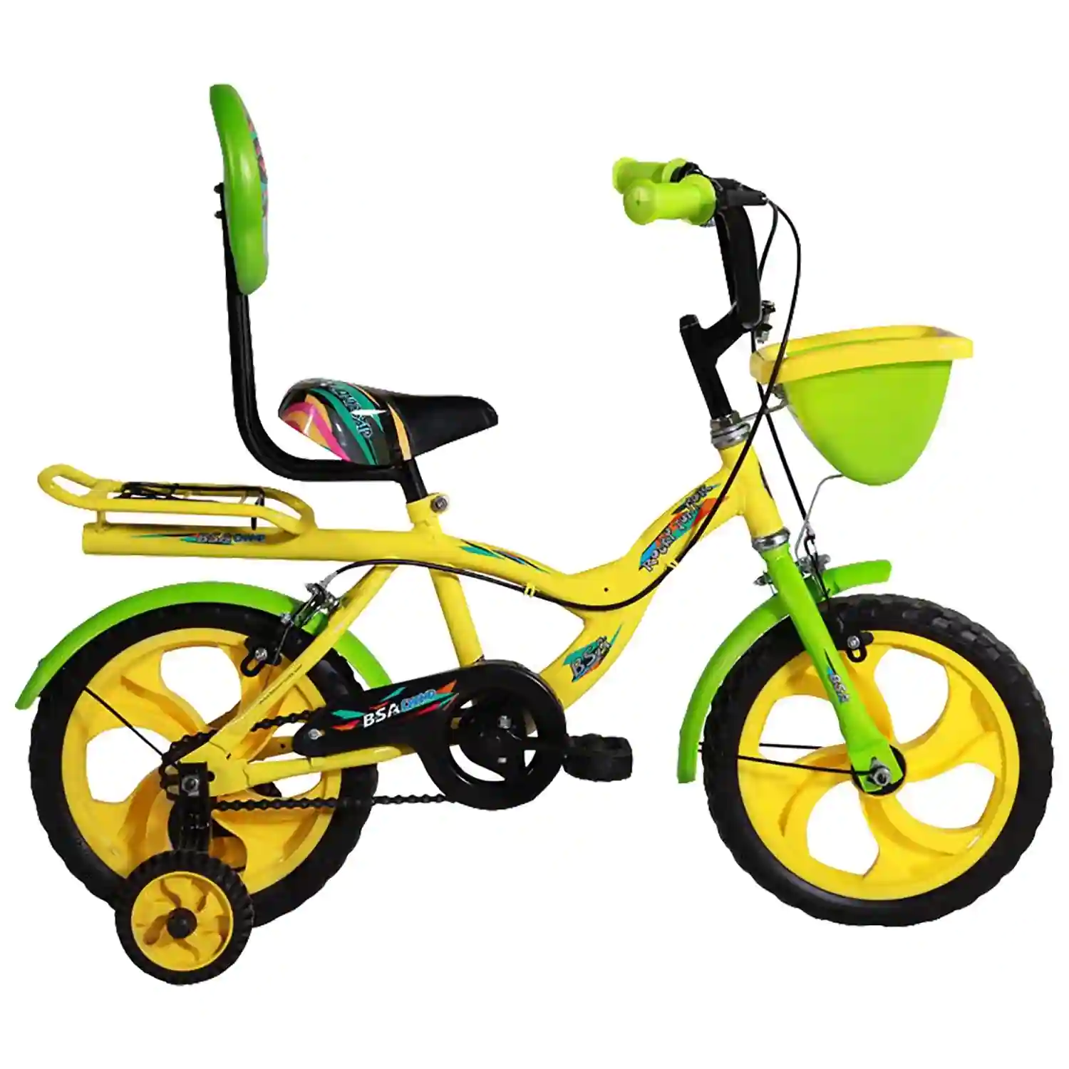 BSA Champ Rocky Junior 36 cm (14) Kids Bicycle Thar Yellow & Fresh Green